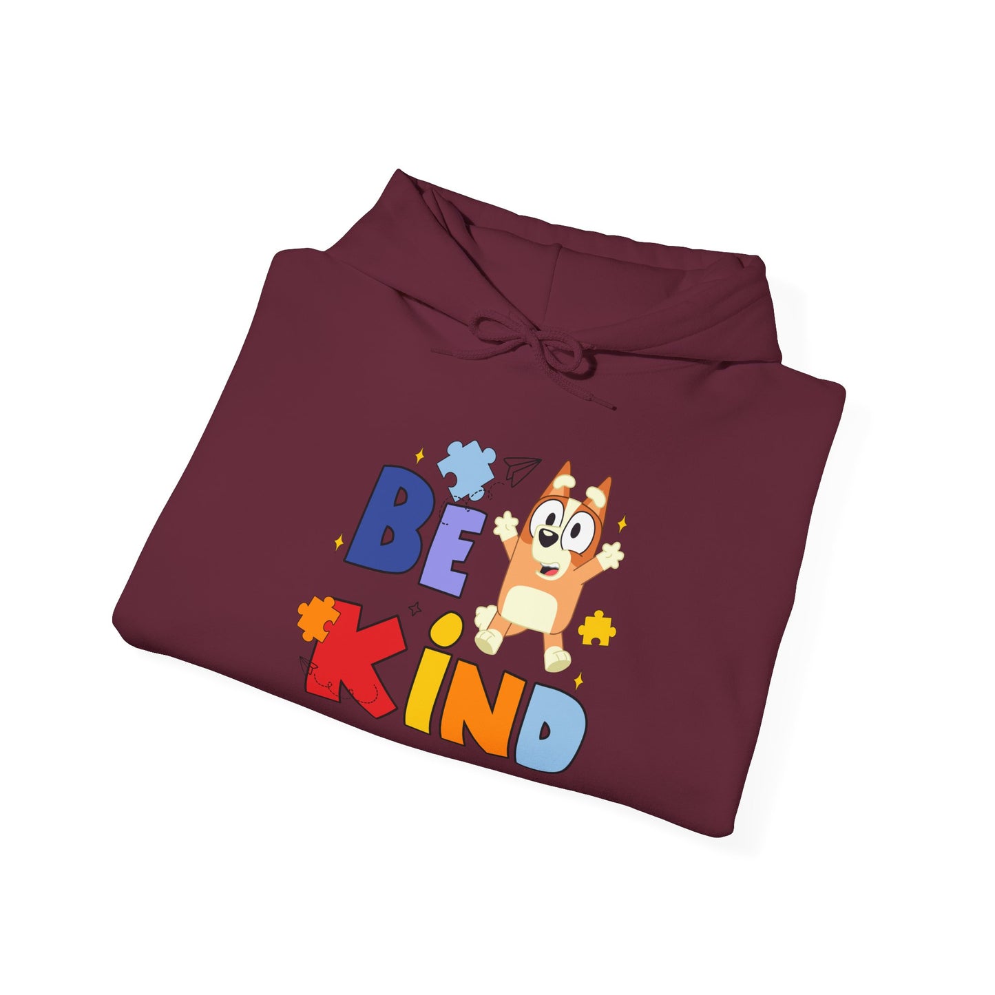 Be Kind Kids Hoodie – Colorful Cartoon Puppy Graphic Hoodie
