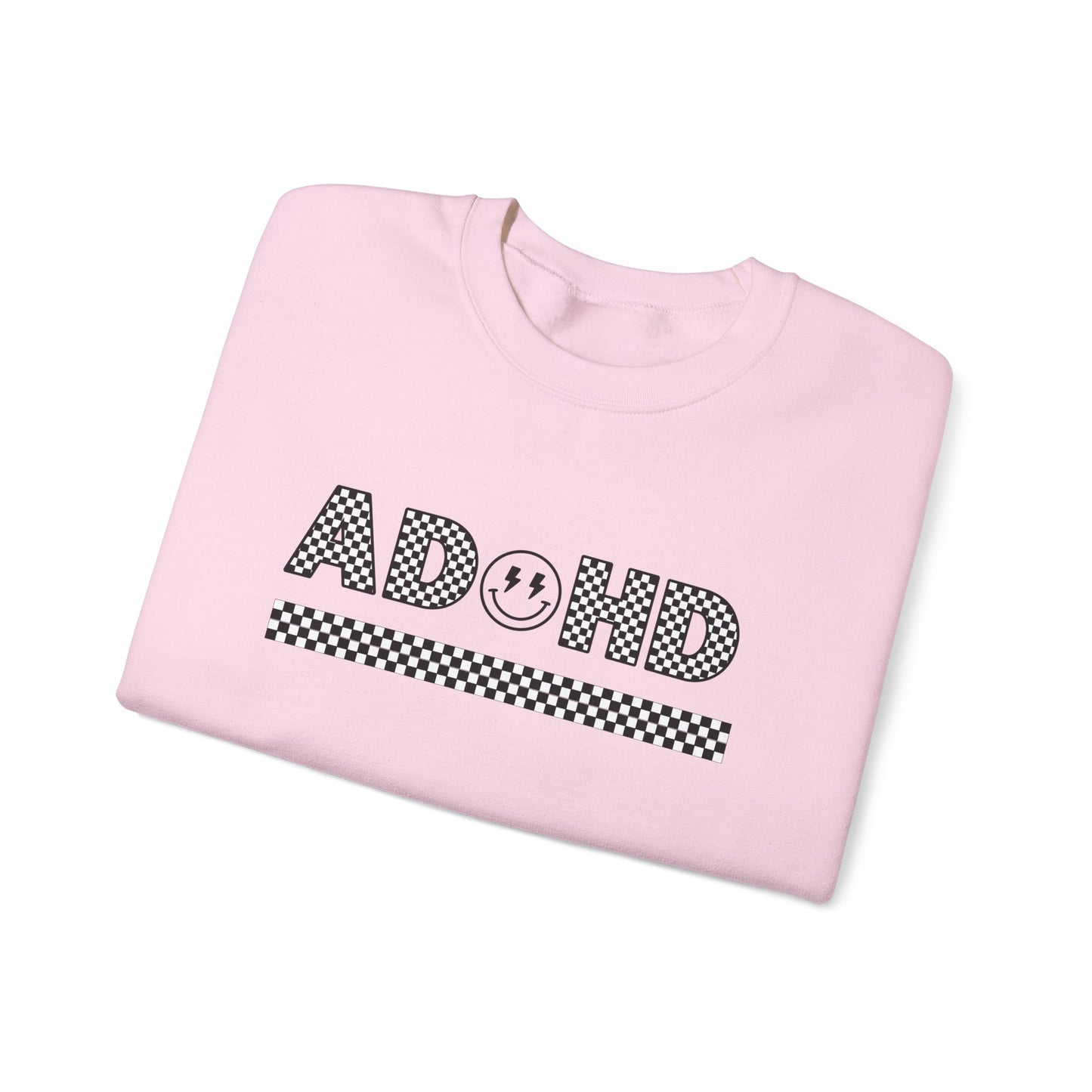 ADHD Smiley Checkered Crewneck Sweatshirt