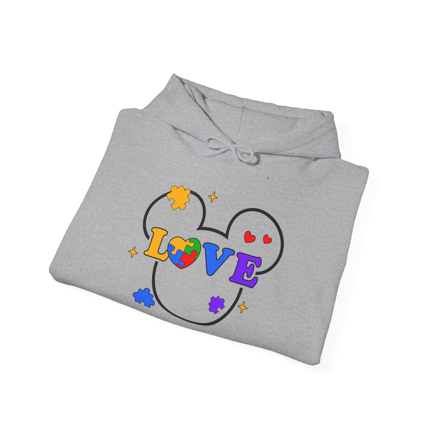 Love Puzzle Heart Hoodie — Autism Awareness Rainbow Puzzle Pieces Love Sweatshirt