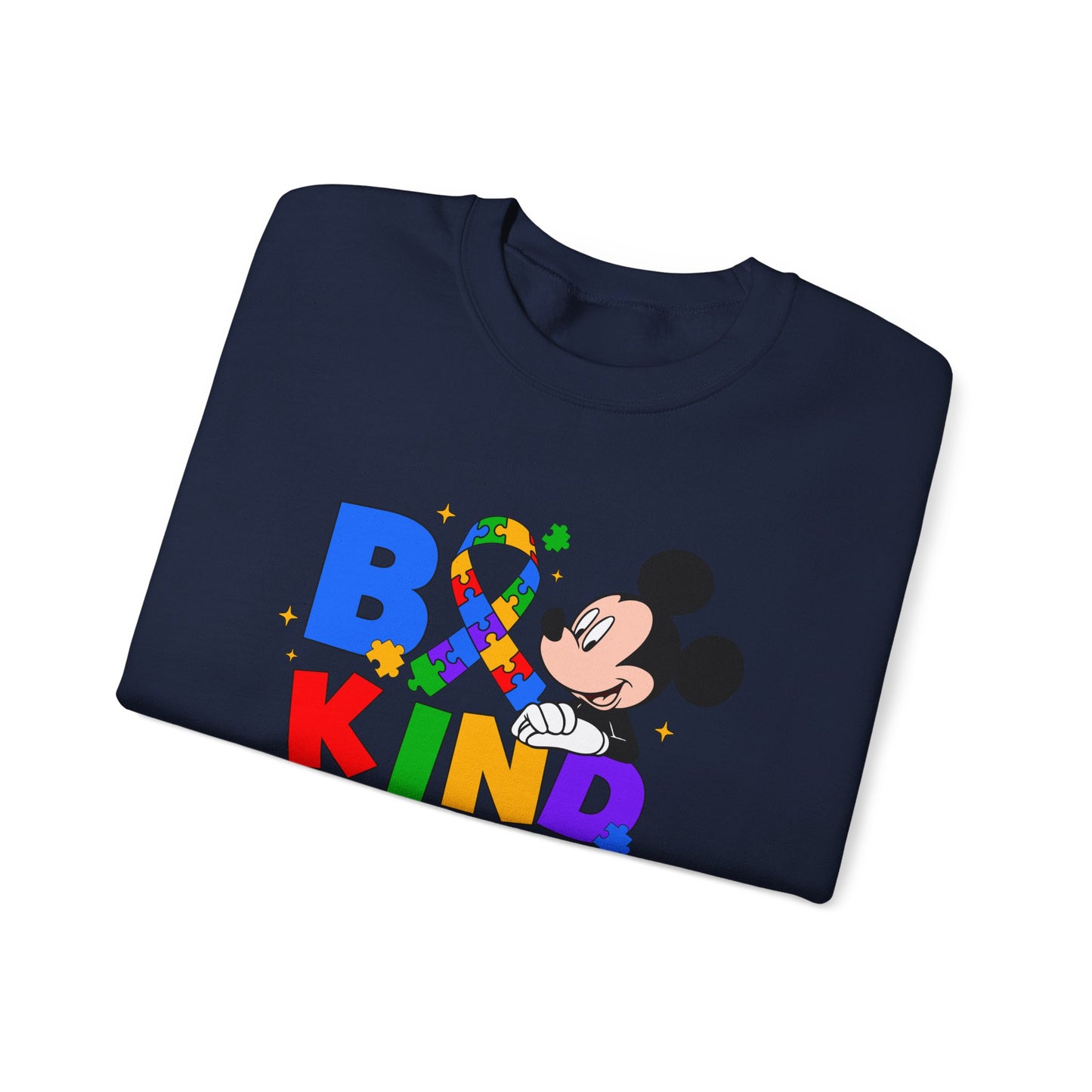 Be Kind Crewneck Sweatshirt - Colorful Awareness Ribbon Design
