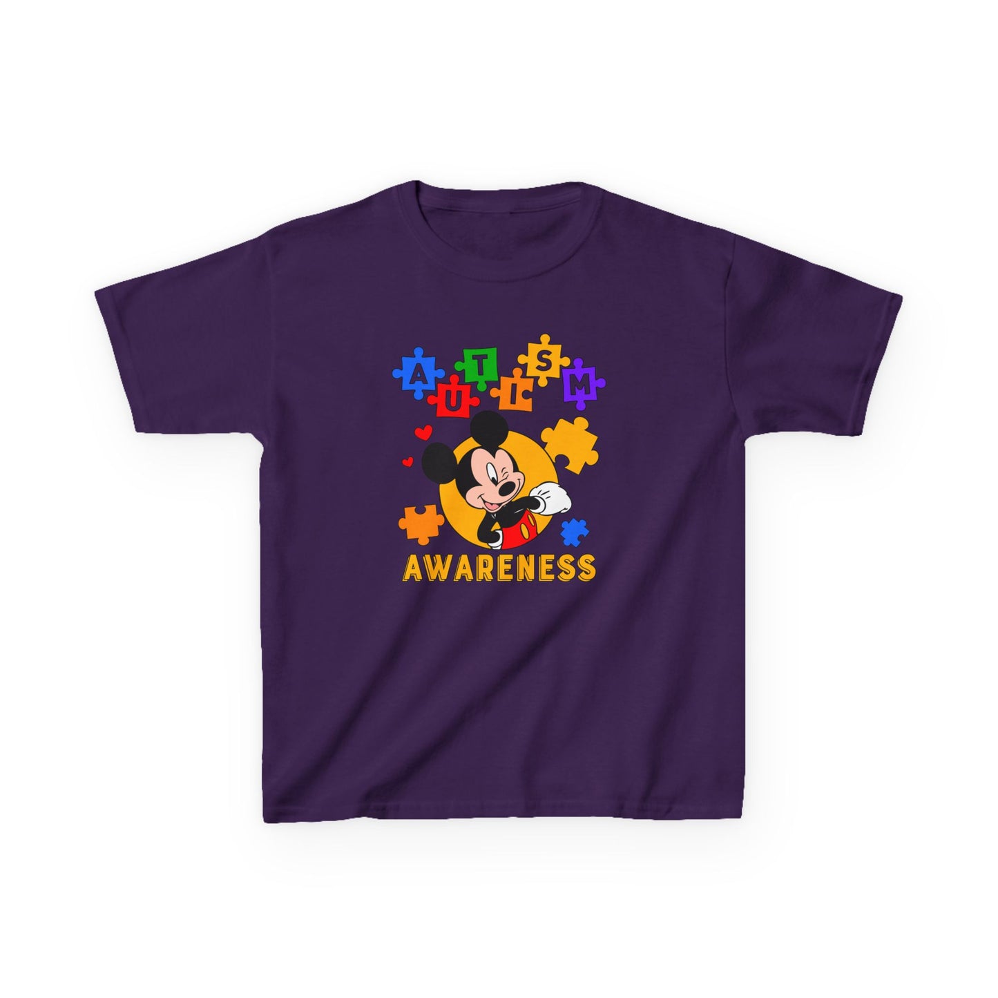 Autism Awareness Kids Tee — Colorful Puzzle Heart Design