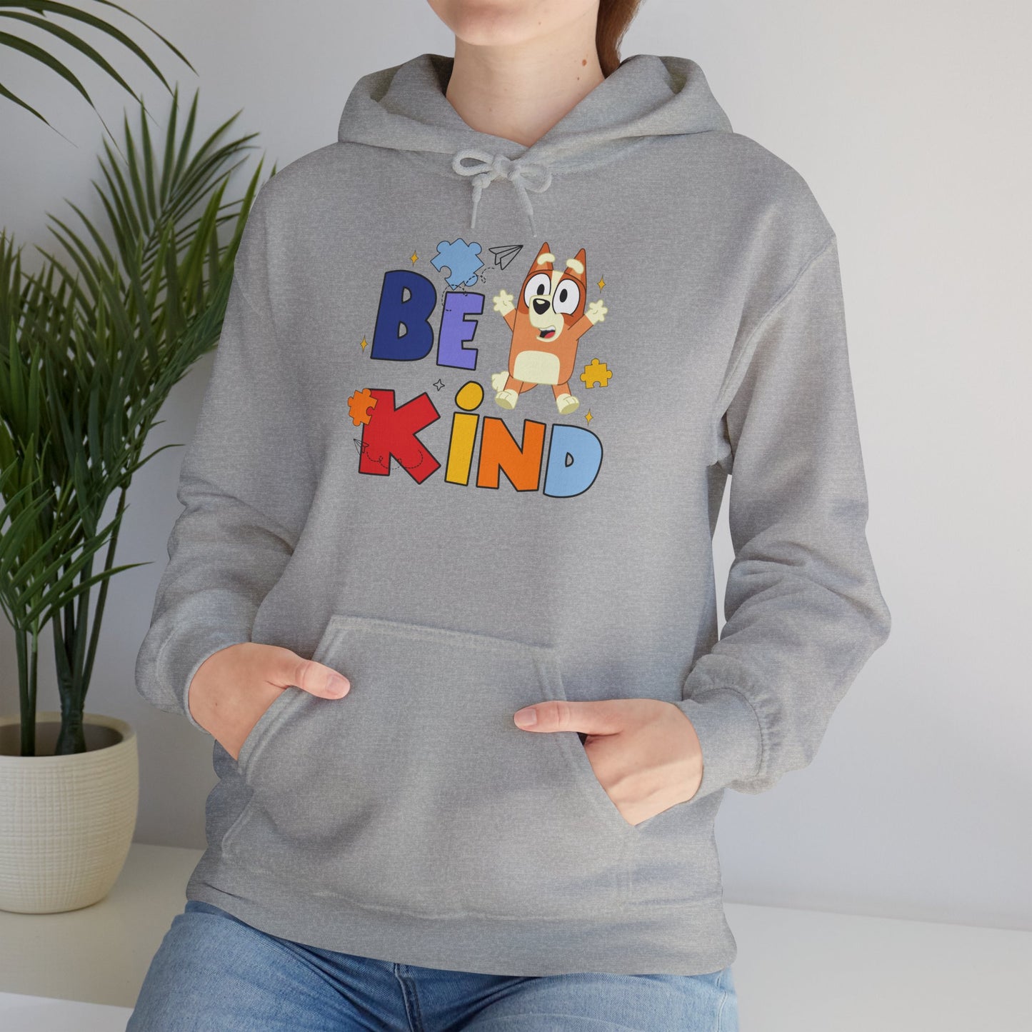 Be Kind Kids Hoodie – Colorful Cartoon Puppy Graphic Hoodie