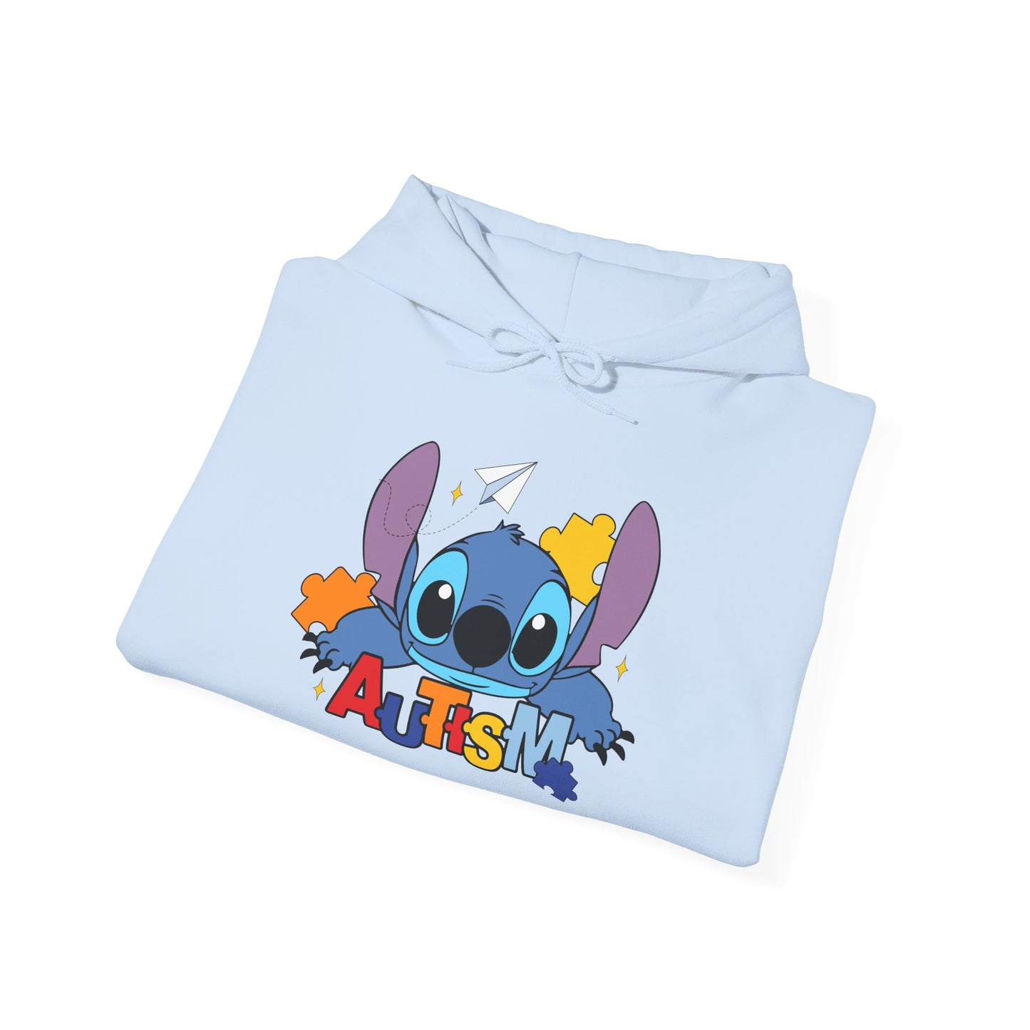 Autism Awareness Hoodie — Cute Cartoon Character with Puzzle Pieces
