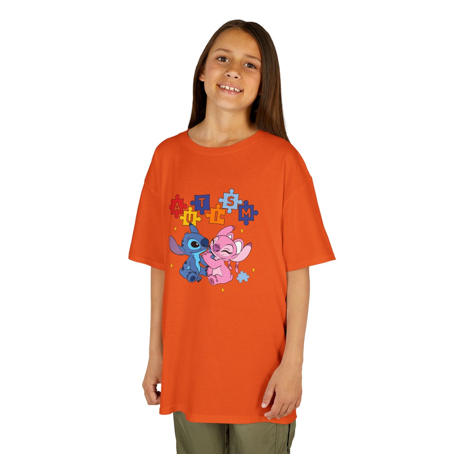 Kids Tee — Cute Stitch & Angel Heart Puzzle Design