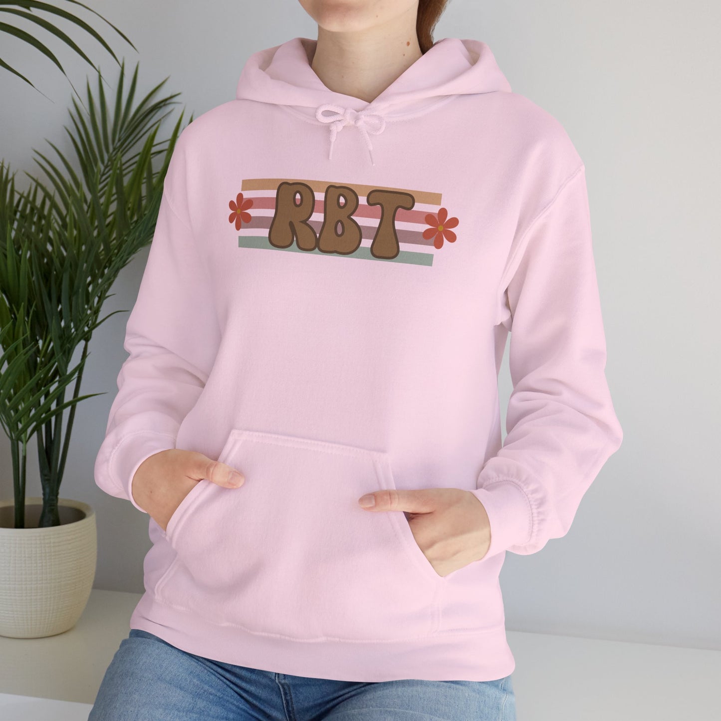 Retro Floral RBT Initials Hoodie — Vintage Striped Monogram Sweatshirt