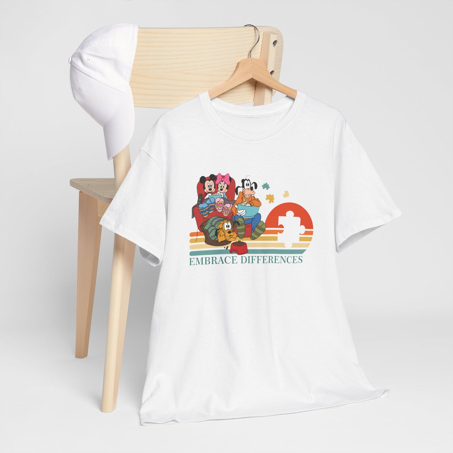 T-Shirt — 'Embrace Differences' Retro Rainbow Autism Awareness Tee