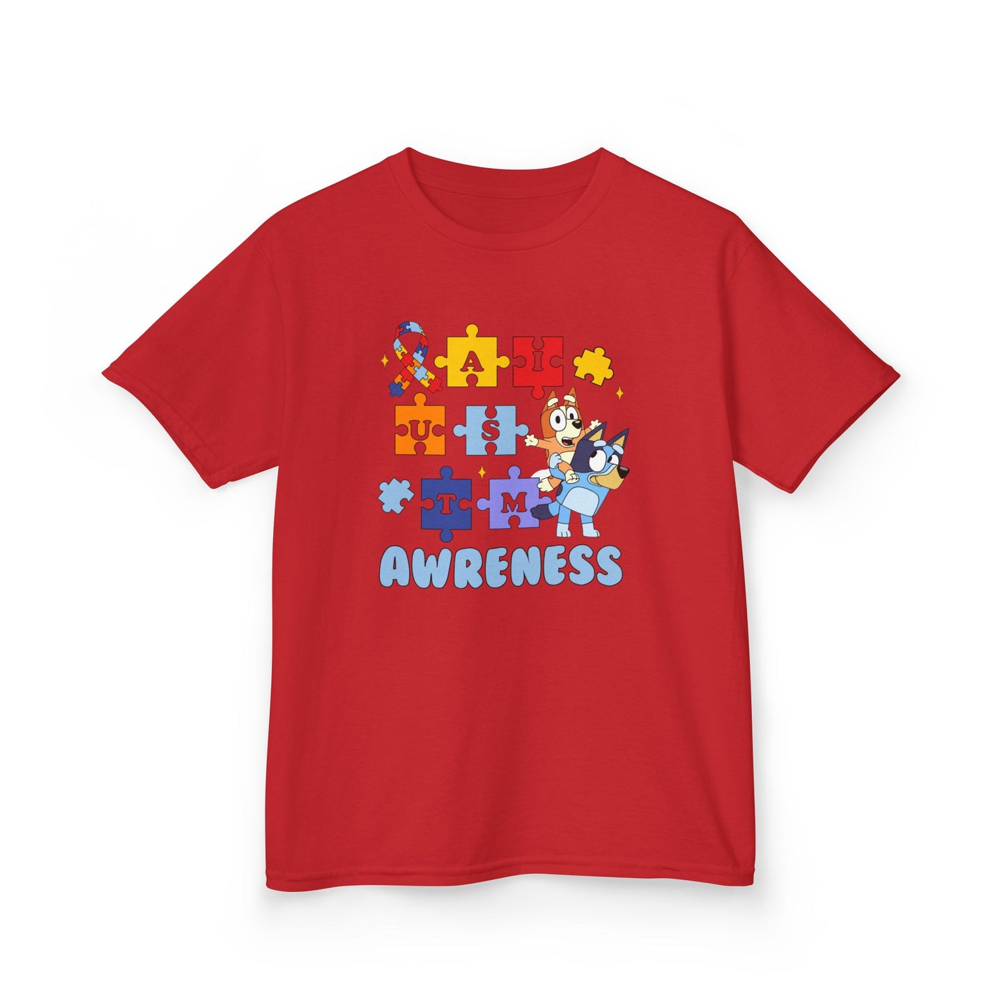 Kids Autism Awareness Puzzle Tee — Colorful Ribbon & Puzzle Pieces Design