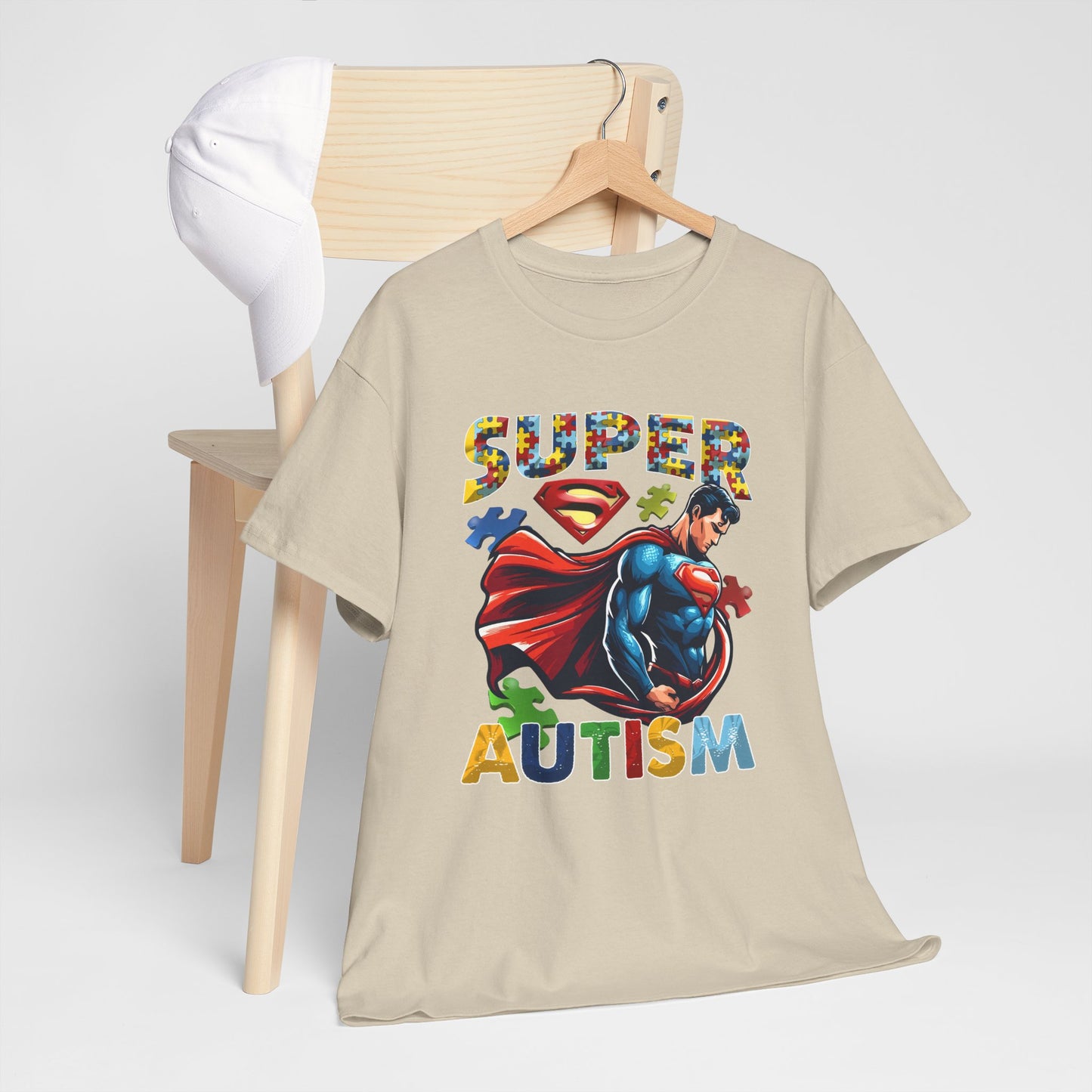 Autism Superhero T-Shirt — "Super Autism" Colorful Puzzle Design