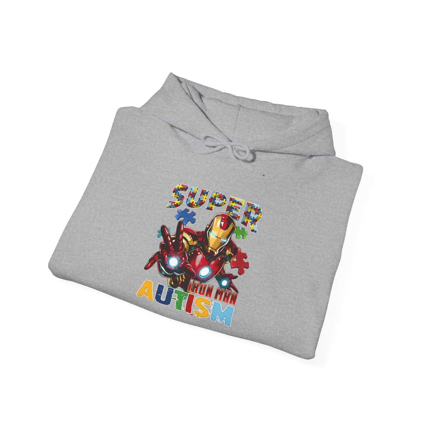 Autism Awareness Hoodie — "Super Mom with Autism" Colorful Puzzle Design