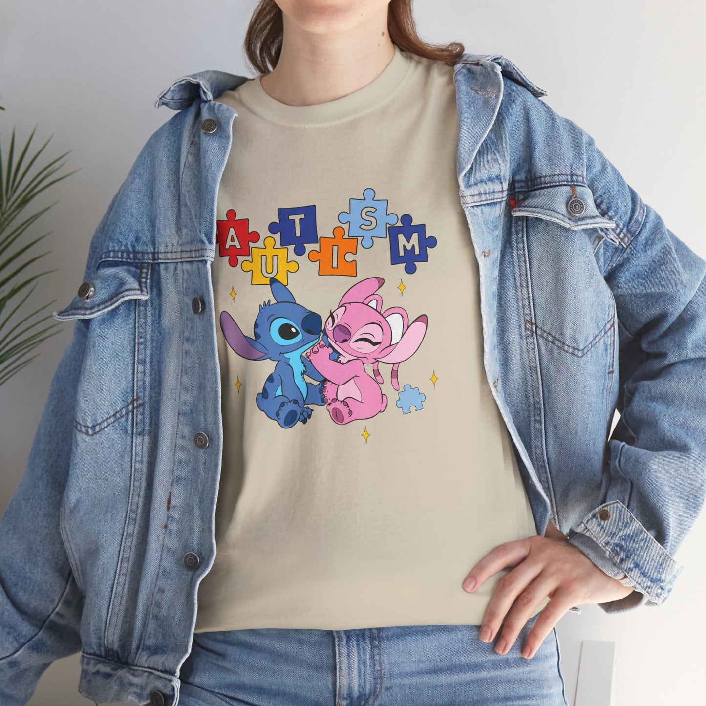 Autism Puzzle Love T-Shirt — Cute Stitch & Angel Friendship Tee