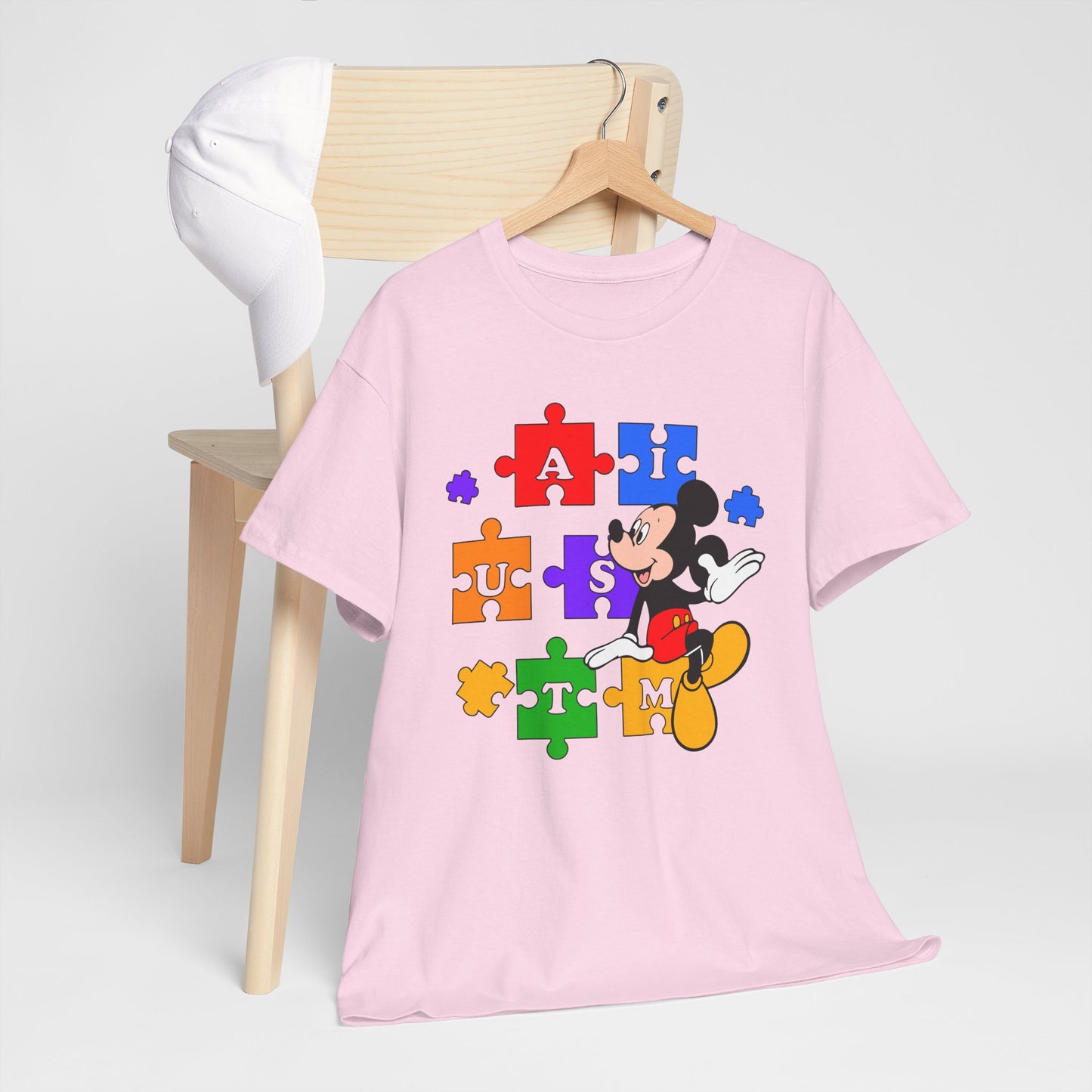 Autism Puzzle Mickey T-Shirt — Colorful Puzzle Pieces "AUTISM" Design