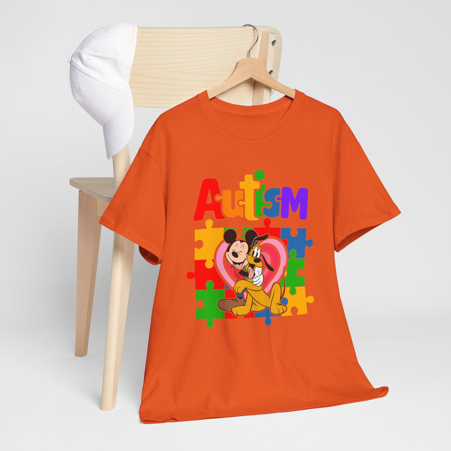 Autism Awareness Puzzle Heart T-Shirt — Colorful Mickey Support Tee