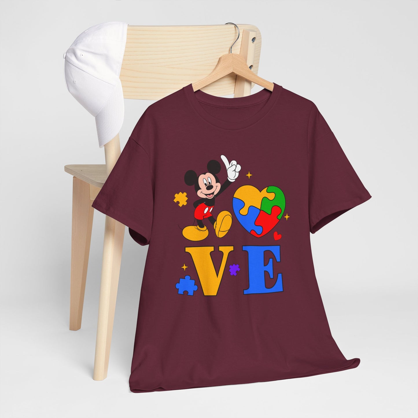 Kid-Friendly Love Puzzle Tee with Cartoon Mouse