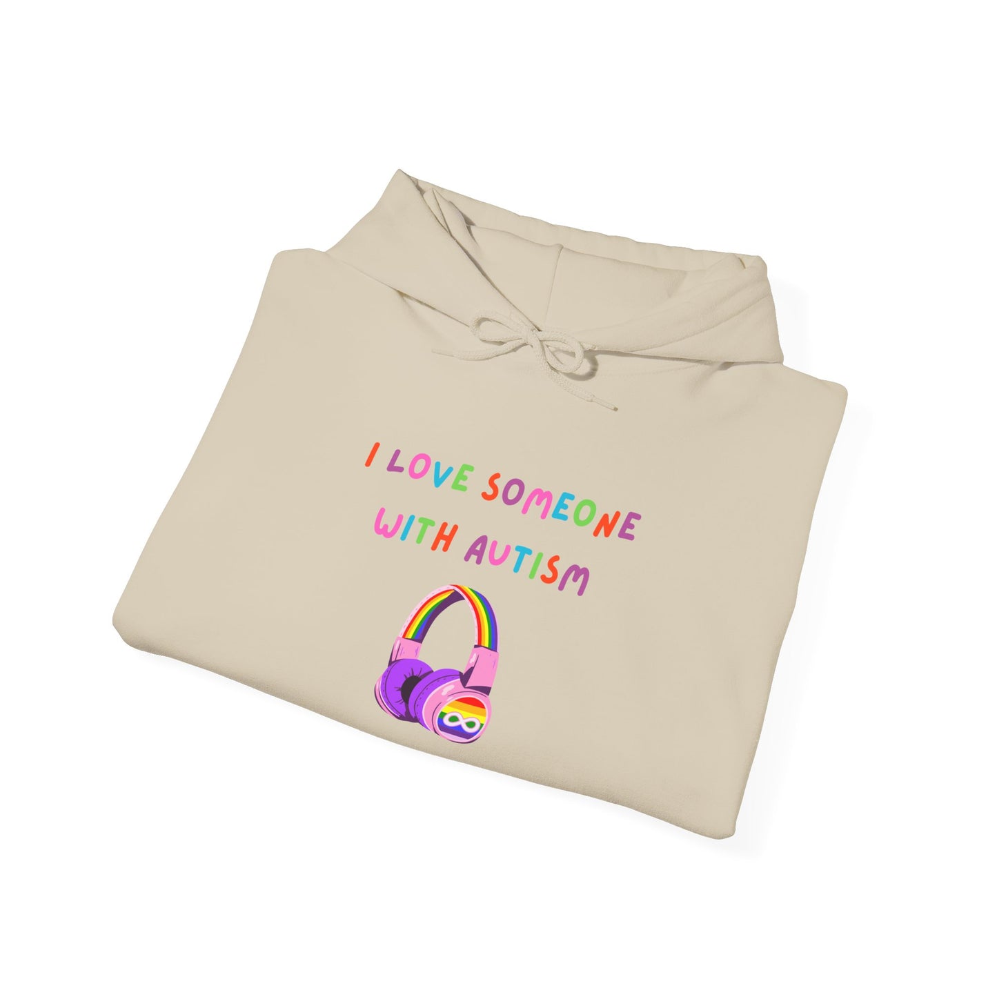 Autism Support Hoodie — "I Love Someone With Autism" Colorful Headphones Design