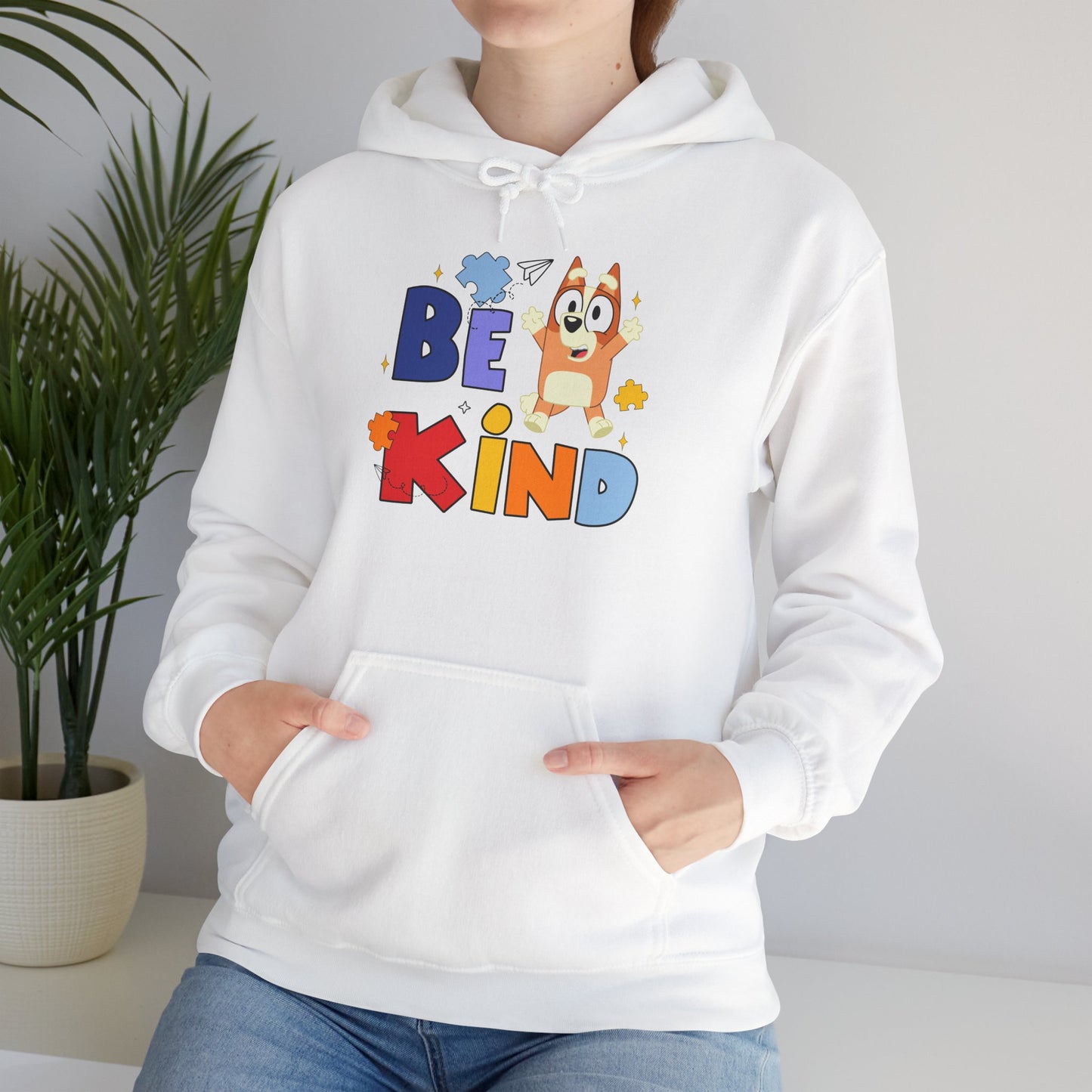 Be Kind Kids Hoodie – Colorful Cartoon Puppy Graphic Hoodie