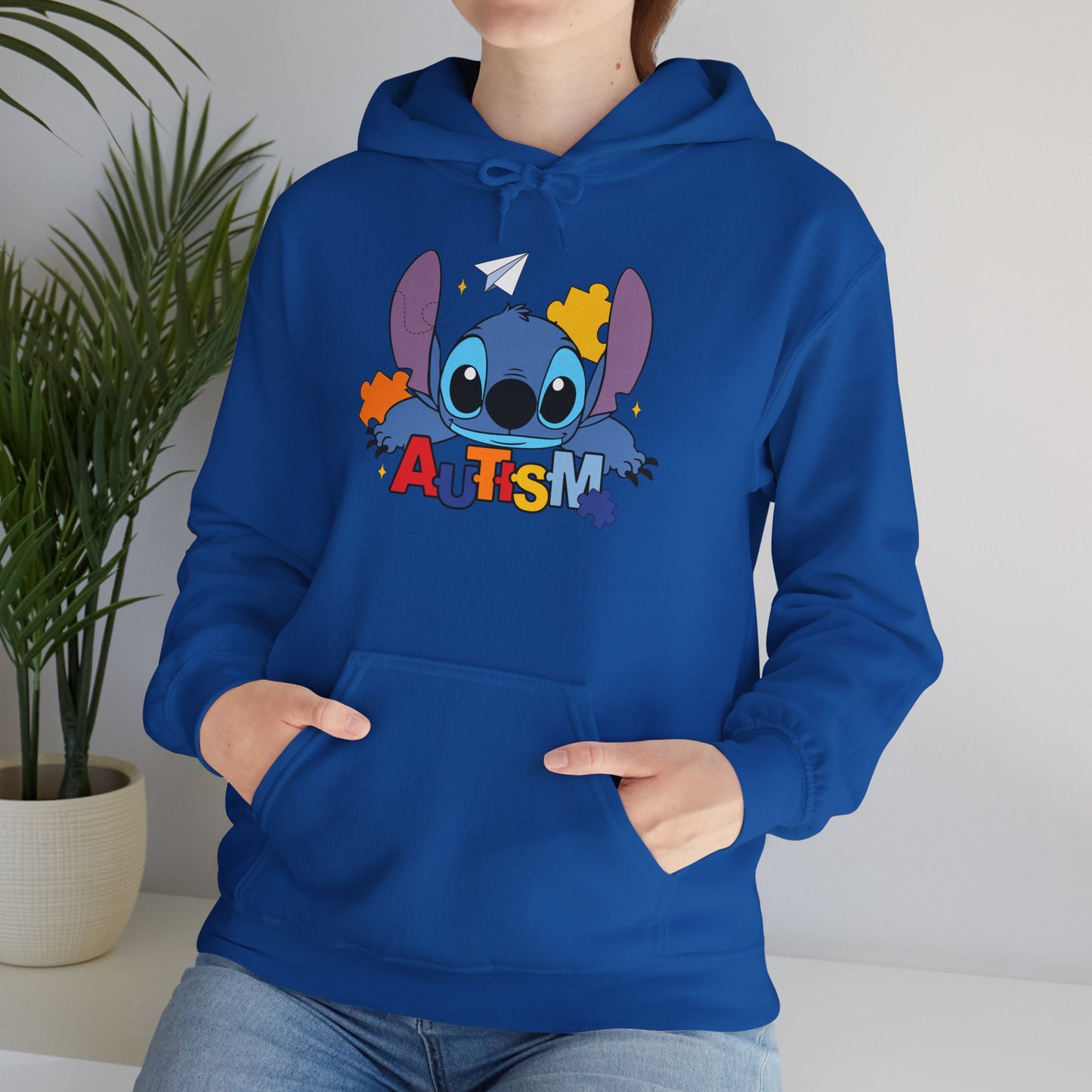 Autism Awareness Hoodie — Cute Cartoon Character with Puzzle Pieces
