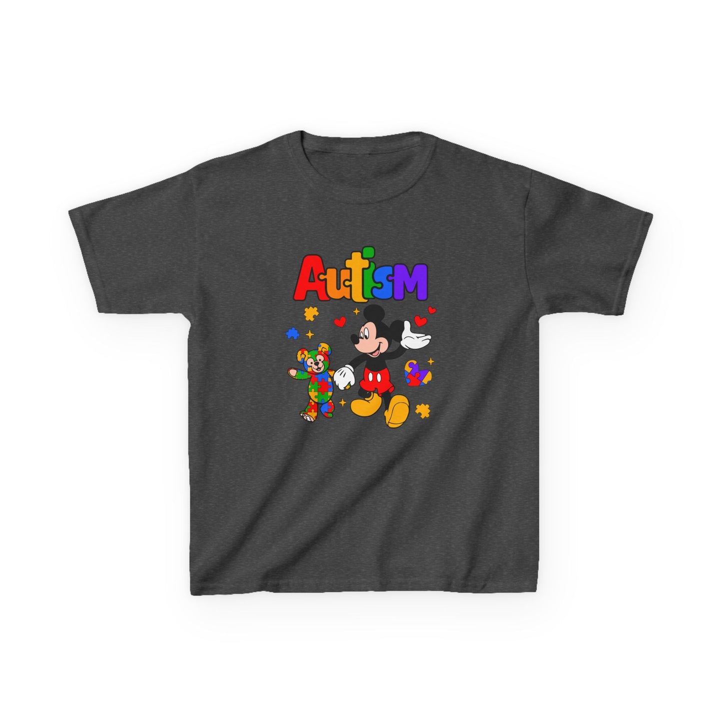 Kids Autism Awareness T‑Shirt — Colorful Puzzle & Friendly Character Design
