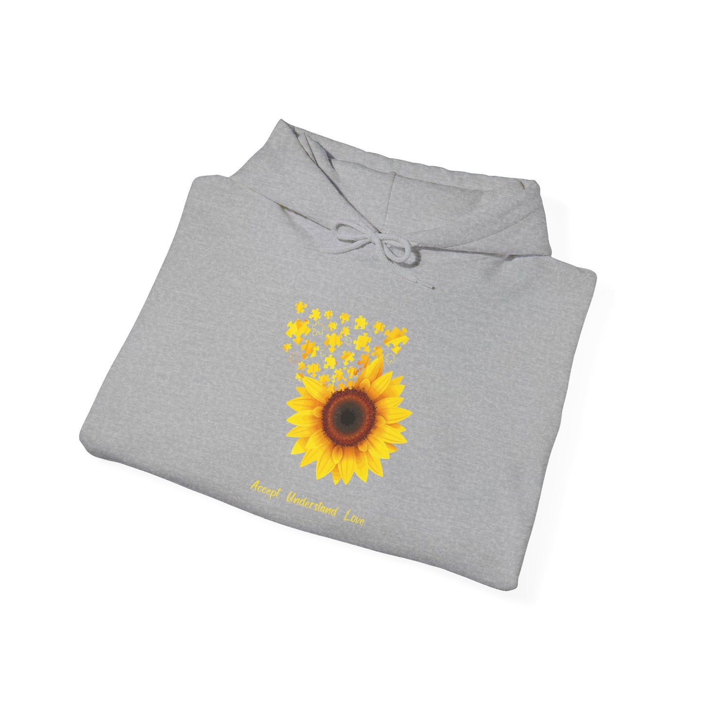 Sunflower Love Autism Awareness Advocate Hoodie — Joyful Floral Hooded Sweatshirt