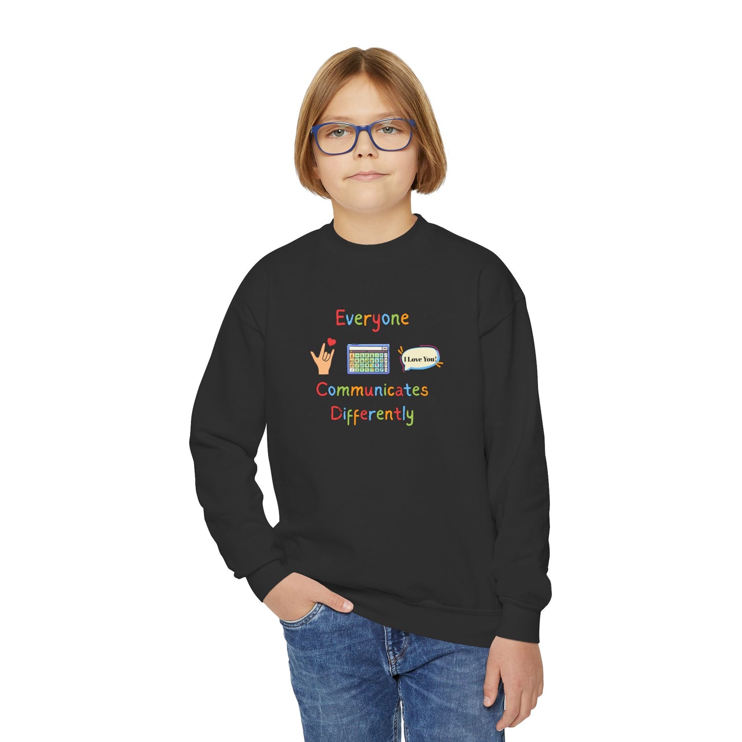 Everyone Communicates Differently Youth Crewneck Sweatshirt
