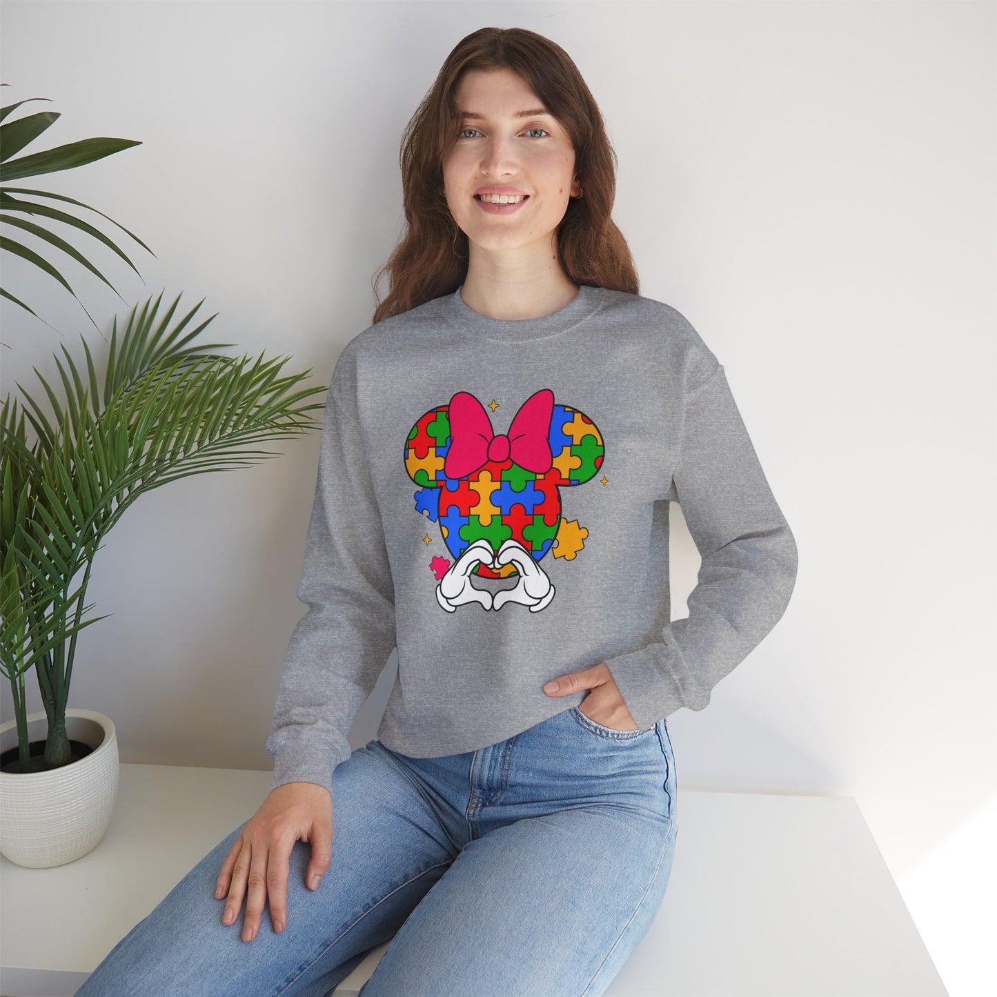 Autism Puzzle Minnie Crewneck Sweatshirt