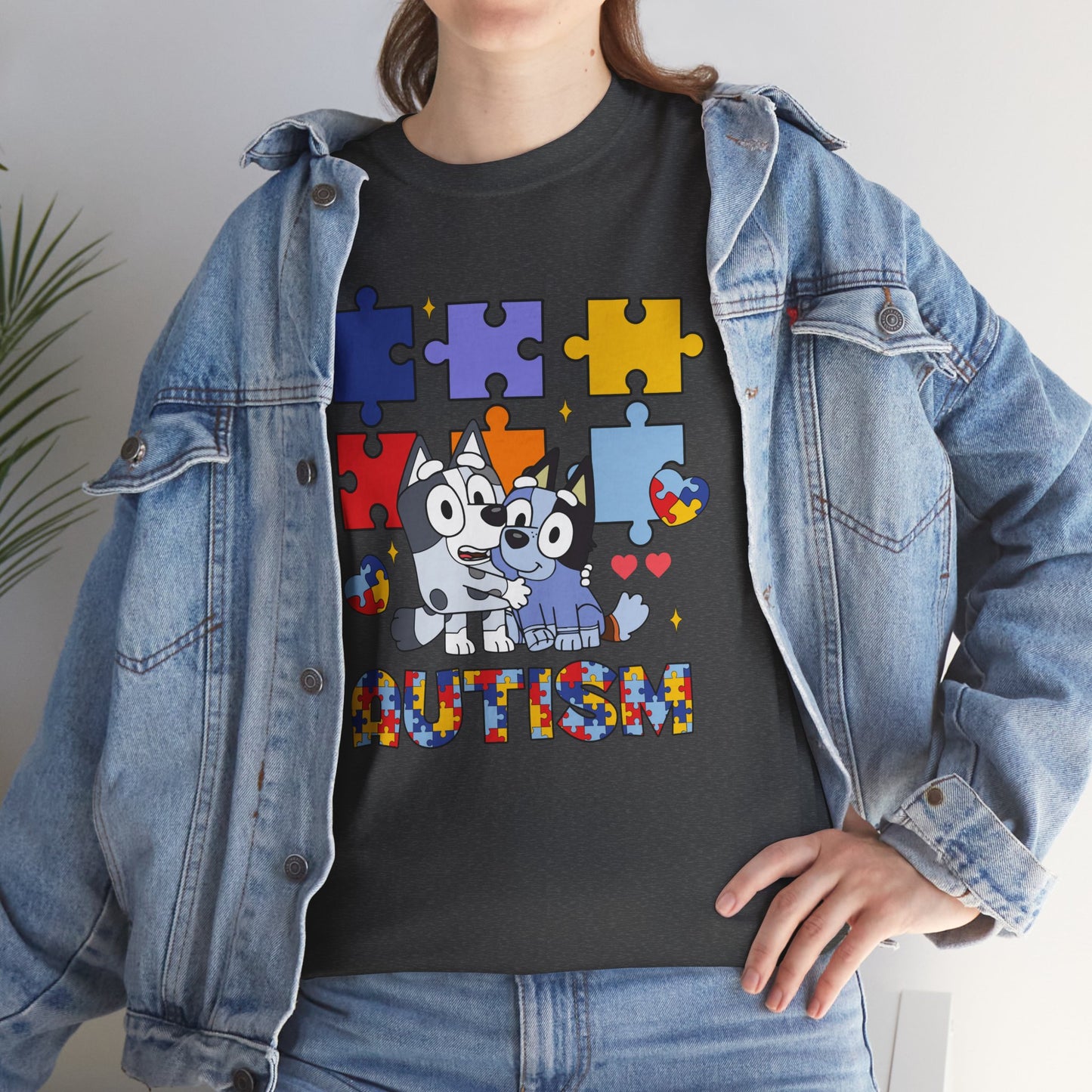 Autism Awareness Puzzle Tee — Cute Puppy Puzzle Piece Design
