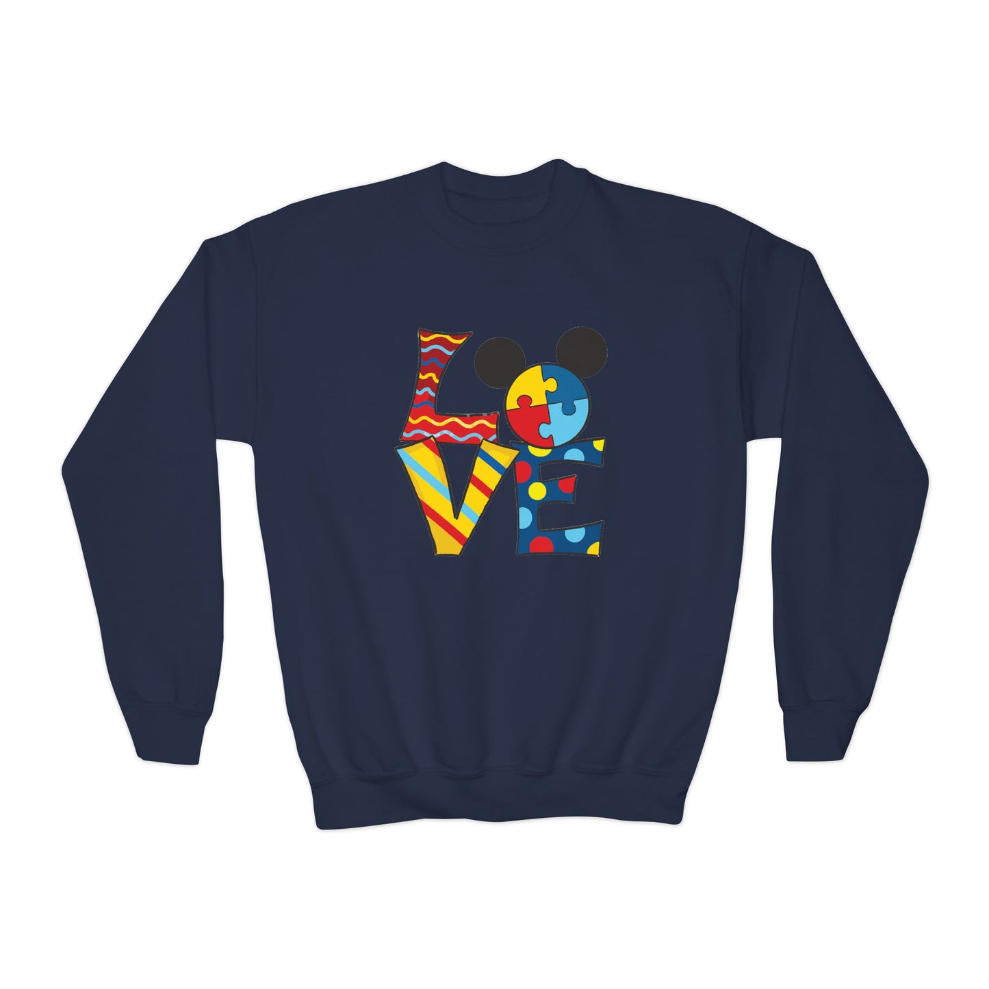 Colorful Love Puzzle Youth Crewneck Sweatshirt