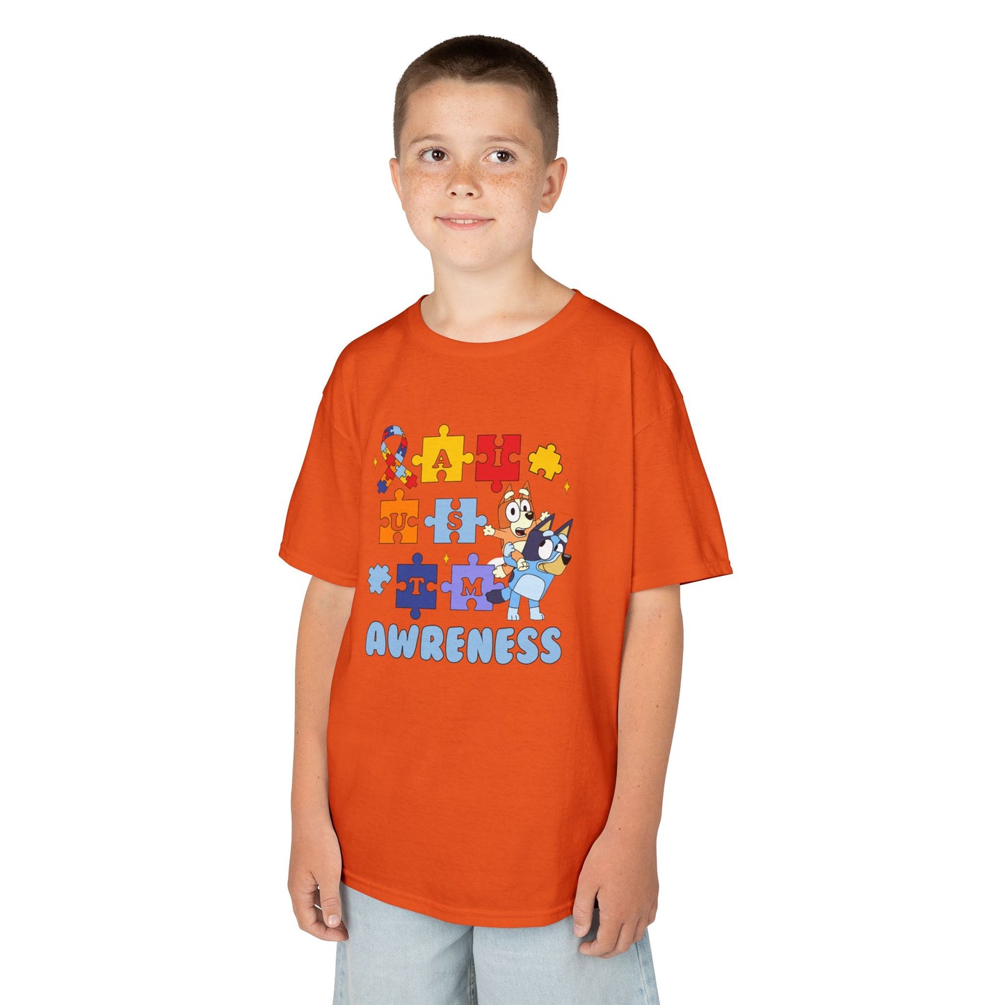 Kids Autism Awareness Puzzle Tee — Colorful Ribbon & Puzzle Pieces Design
