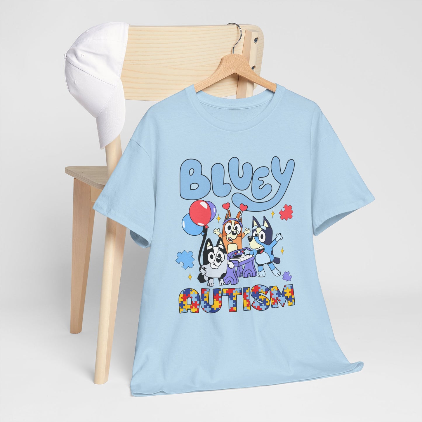 Bluey Autism Puzzle-Pattern T-Shirt