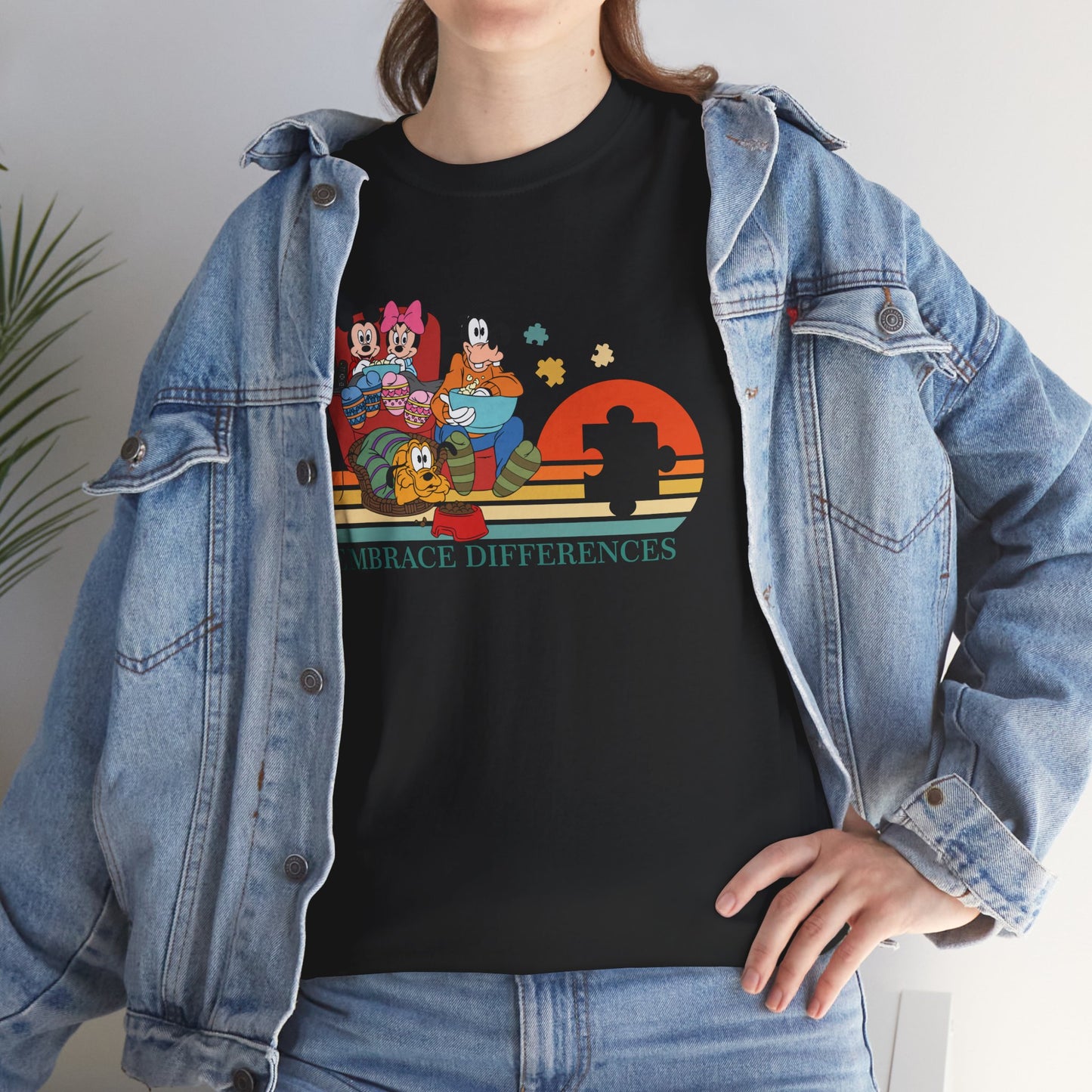 T-Shirt — 'Embrace Differences' Retro Rainbow Autism Awareness Tee
