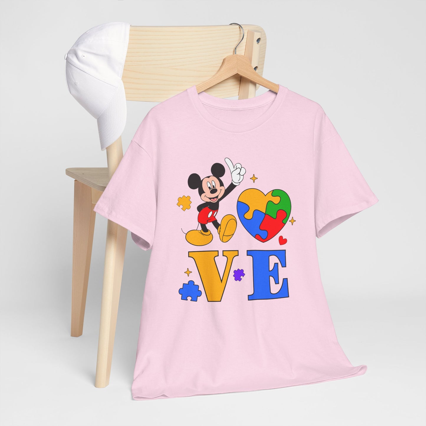 Kid-Friendly Love Puzzle Tee with Cartoon Mouse