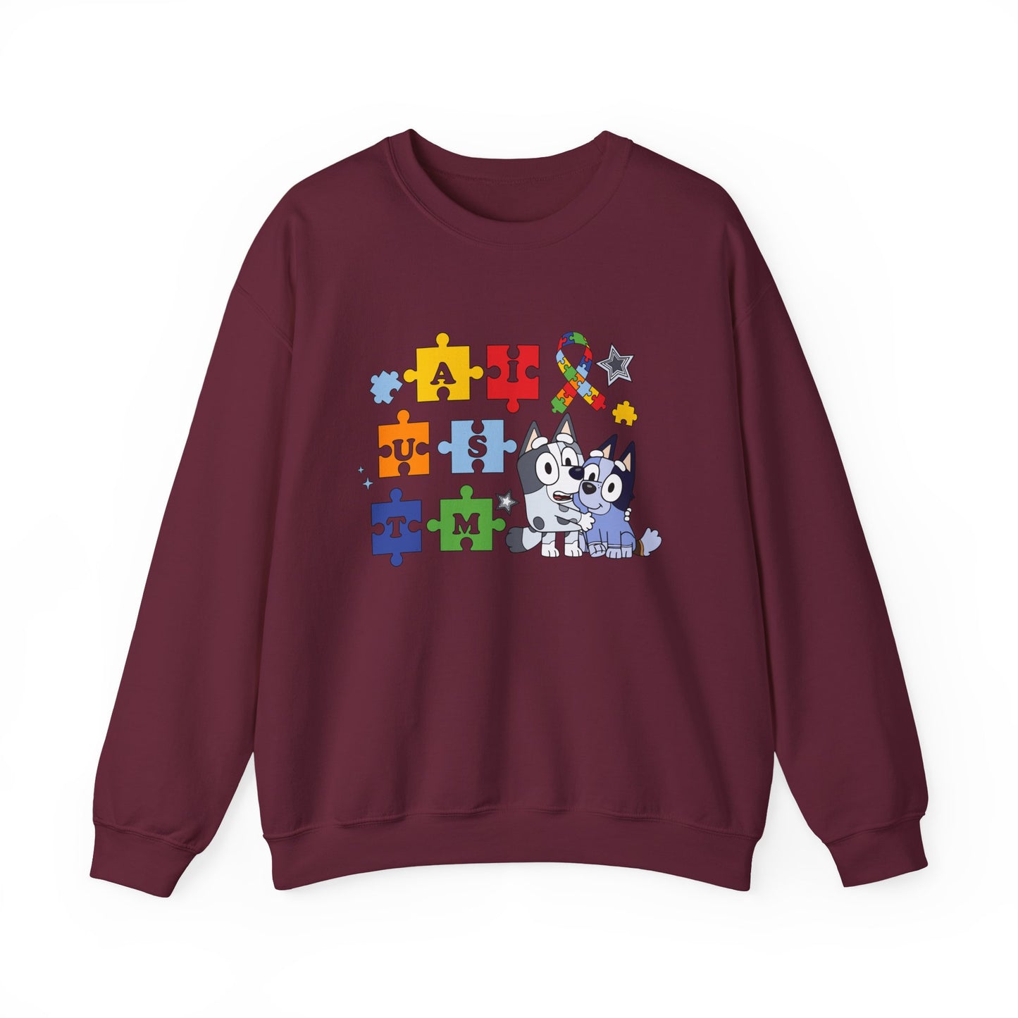Autism Puzzle Paw Crewneck Sweatshirt — Bluey-Inspired Support Tee