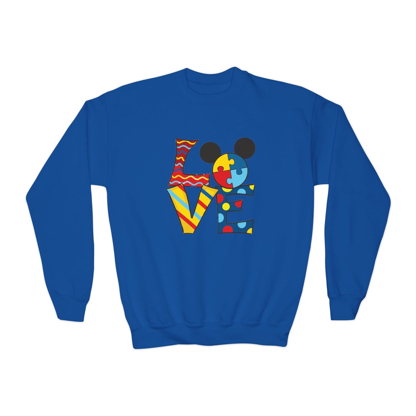 Colorful Love Puzzle Youth Crewneck Sweatshirt