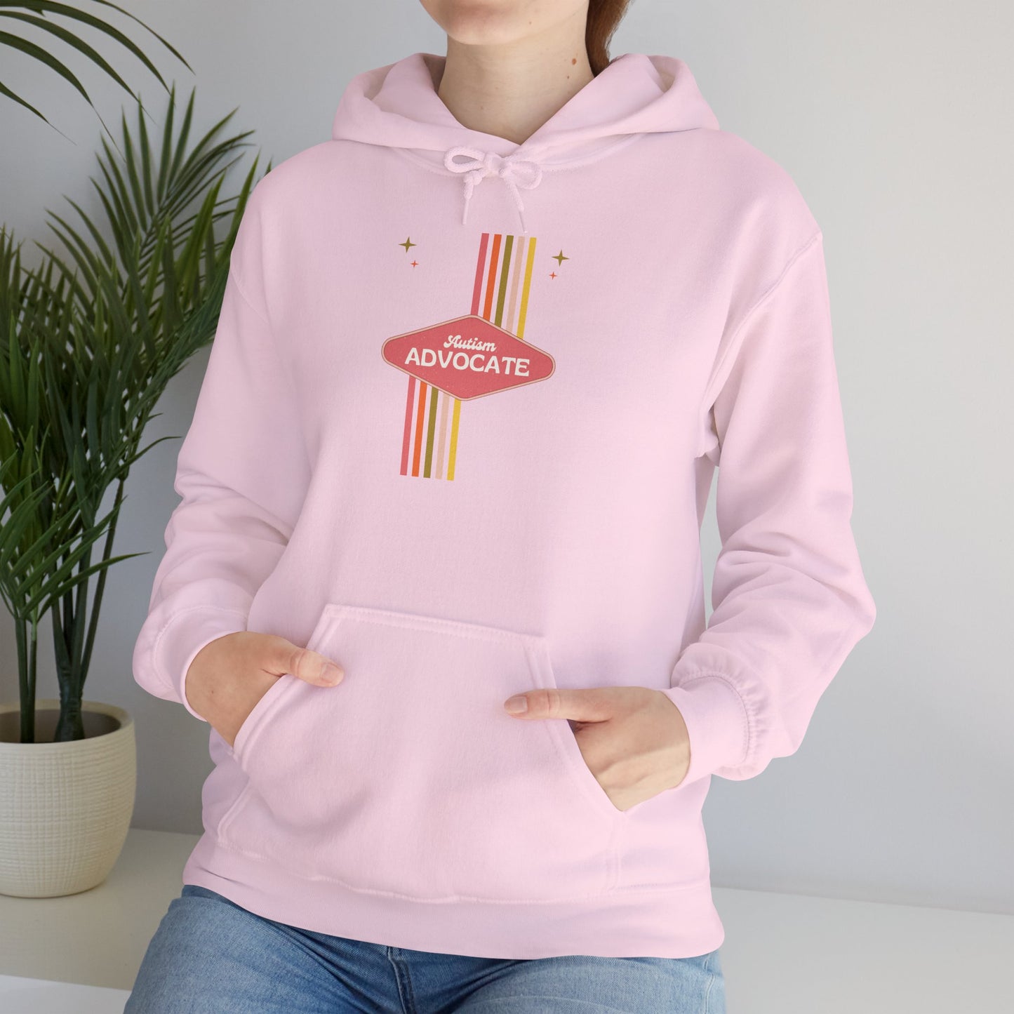 Autism Advocate Retro Stripe Hoodie — 'Advocate' Graphic Pullover