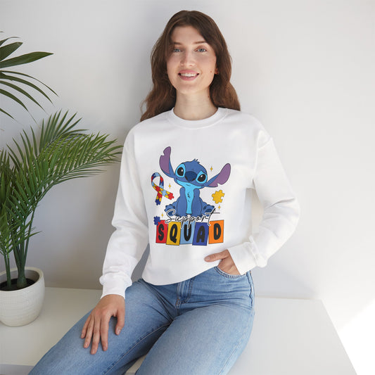 Stitch Squad Crewneck Sweatshirt — Cute Blue Alien Graphic Pullover