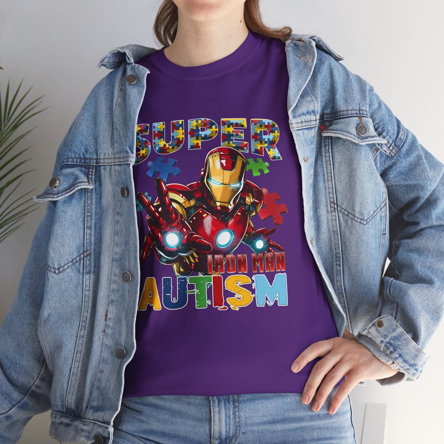 Autism Awareness Iron Man Tee — “Super Autism” Puzzle Piece Superhero Shirt