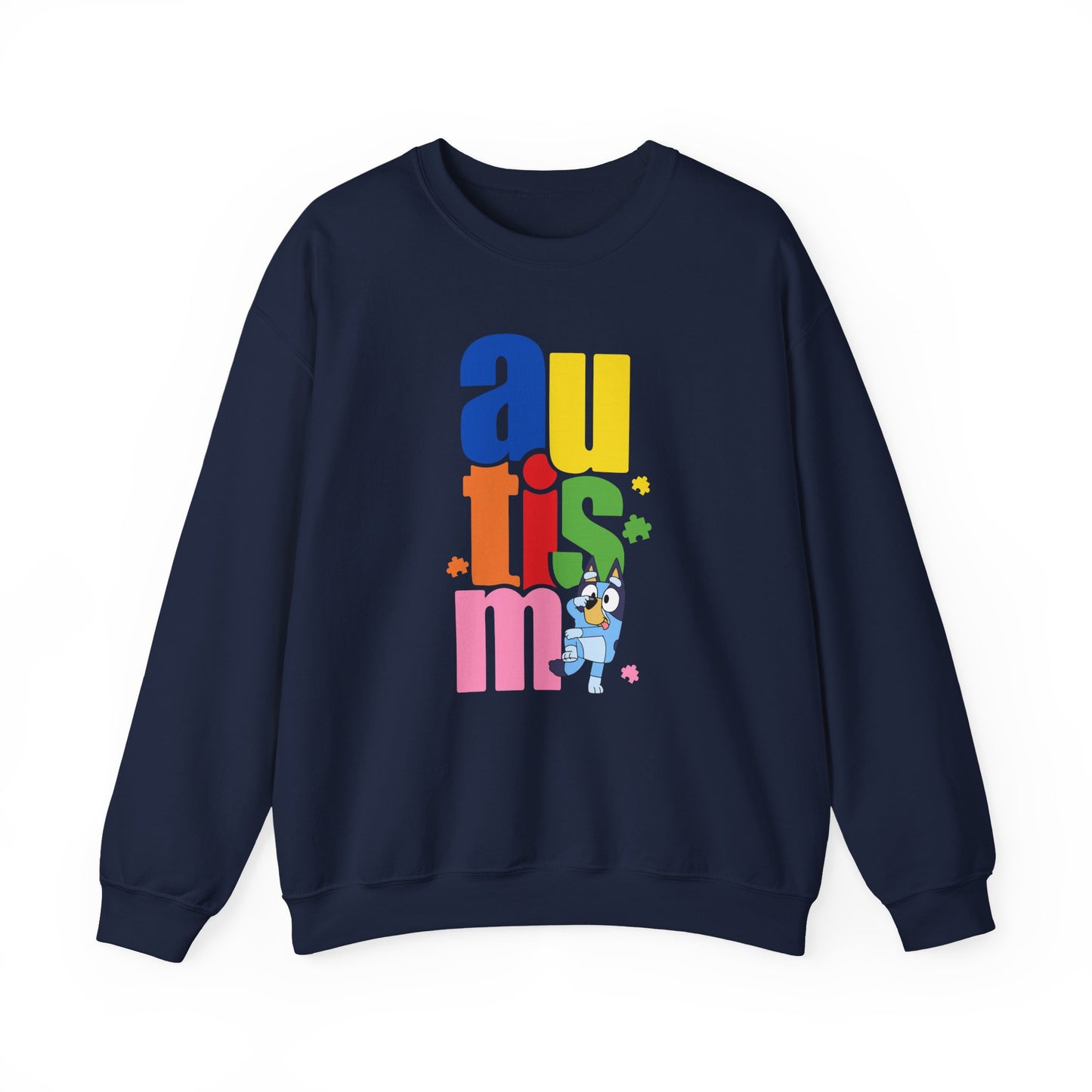 Autism Awareness Crewneck Sweatshirt — Colorful "autism" Design