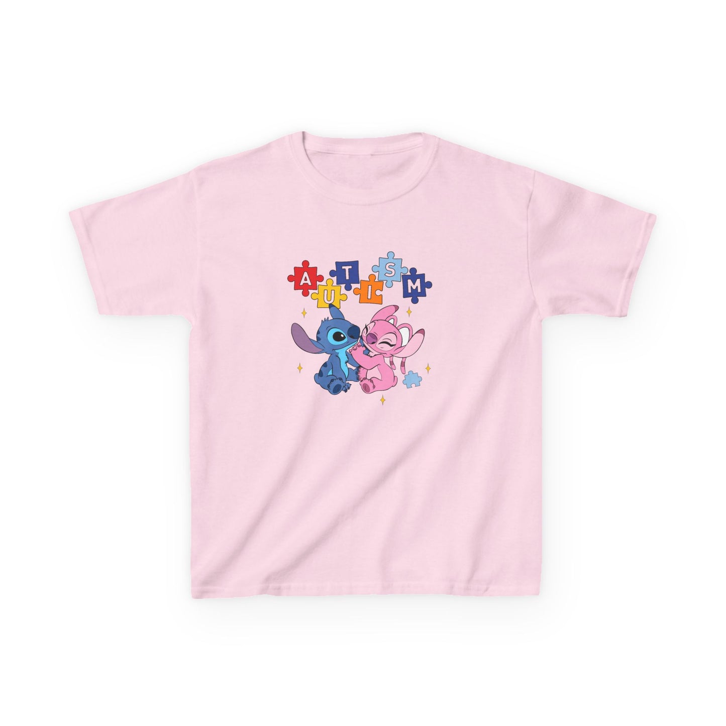 Kids Tee — Cute Stitch & Angel Heart Puzzle Design