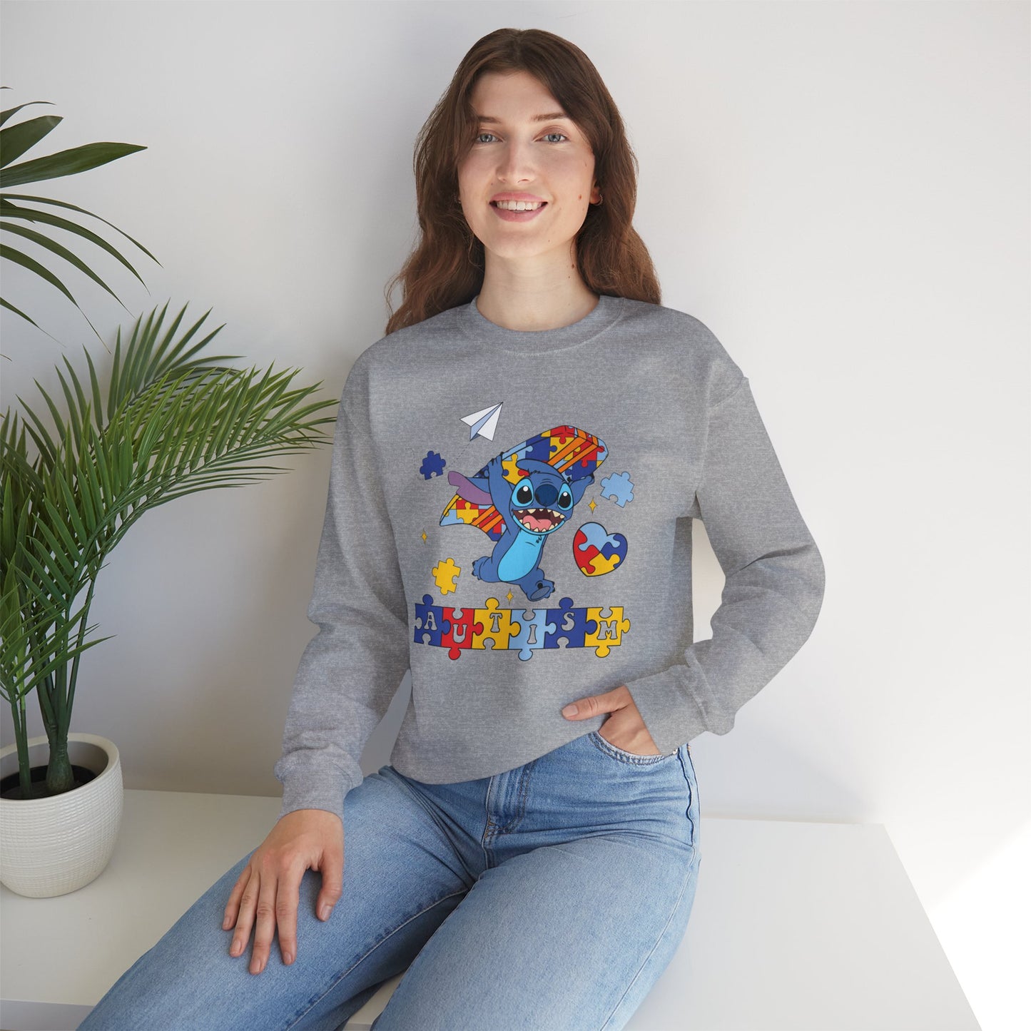 Autism Awareness Sweatshirt – Cute Stitch Puzzle Heart Design