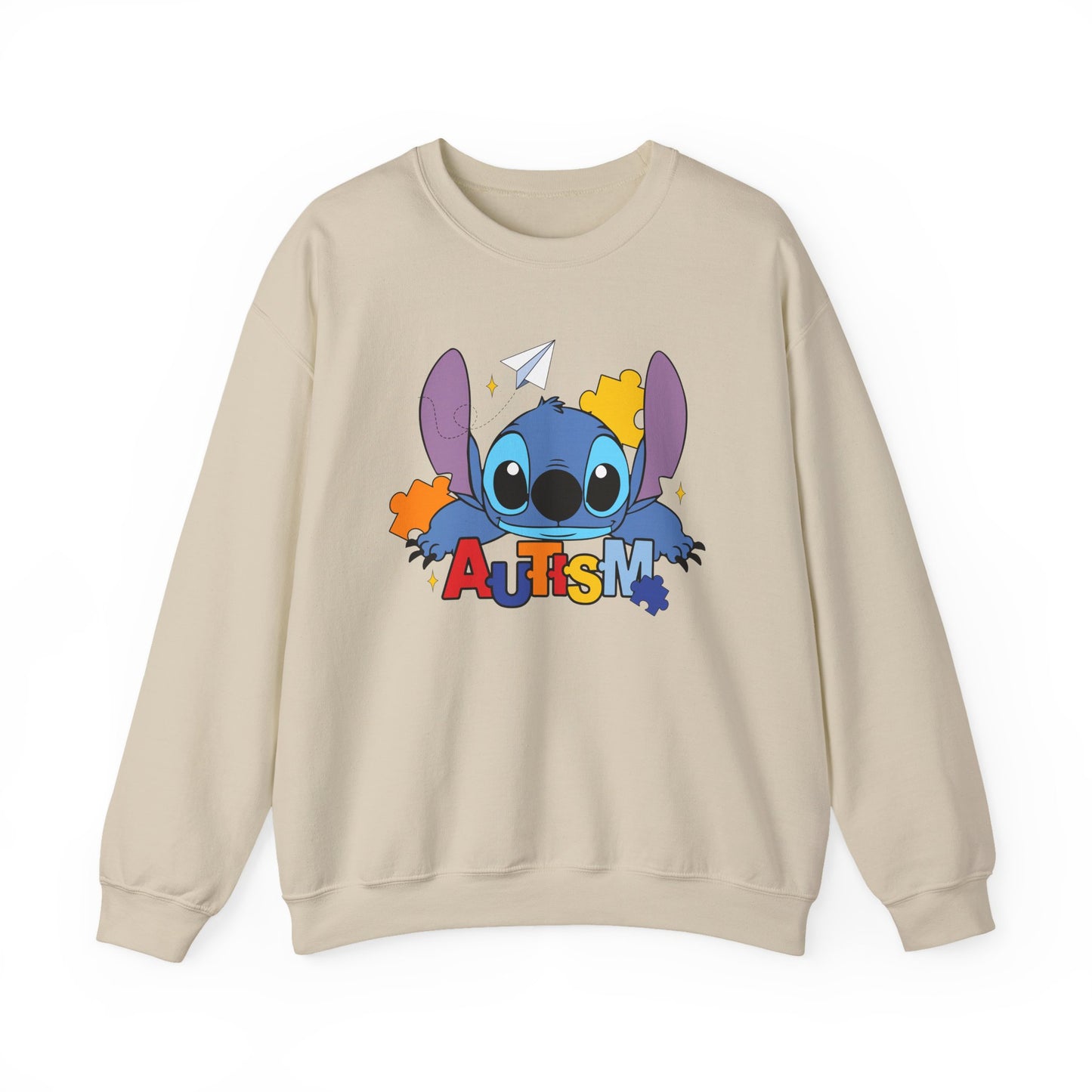 Autism Awareness Crewneck Sweatshirt — Colorful Puzzle Design