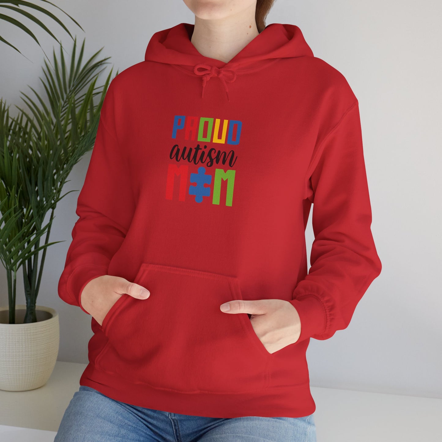 Proud Autism Mom Hoodie — Colorful Puzzle Piece Awareness Sweatshirt