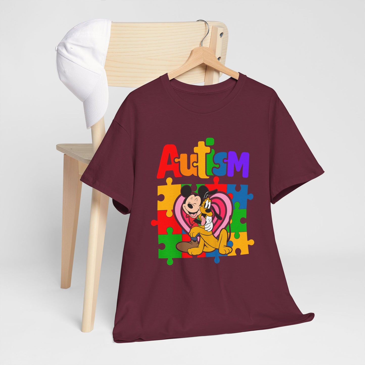 Autism Awareness Puzzle Heart T-Shirt — Colorful Mickey Support Tee