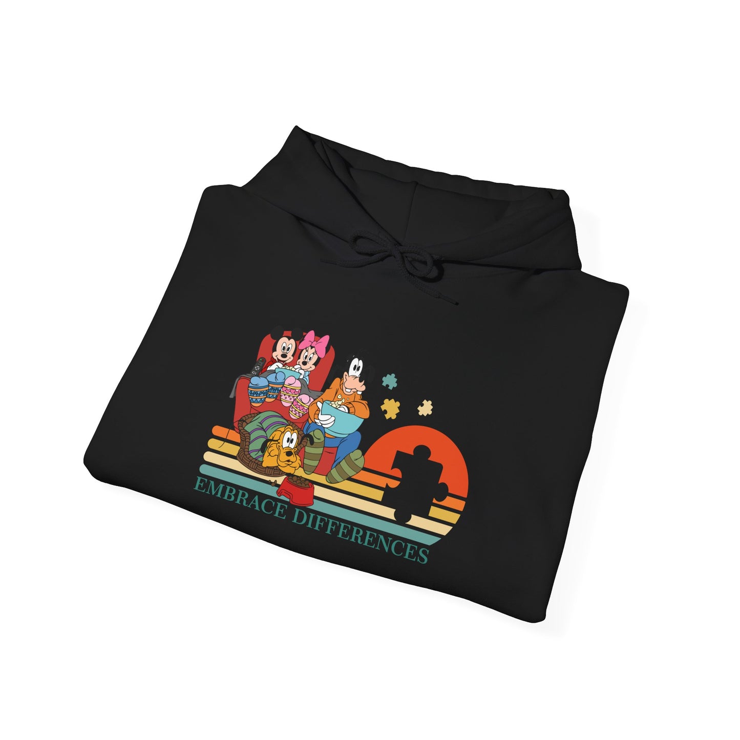 Embrace Differences Hoodie — Retro Pride Diverse Characters Graphic Sweatshirt