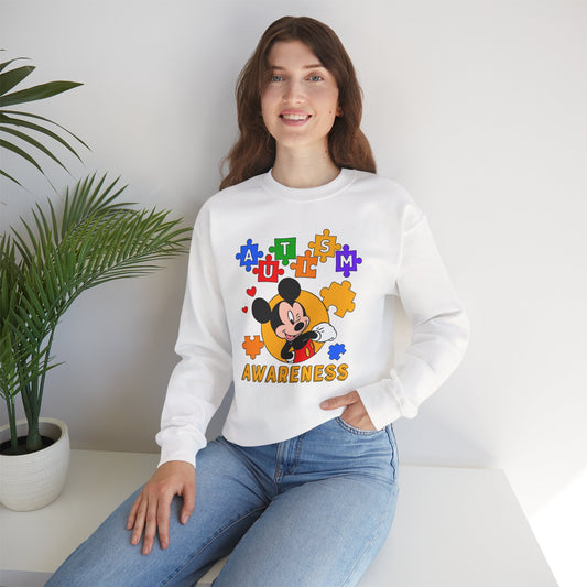 Autism Awareness Crewneck Sweatshirt — Puzzle Heart Character Design