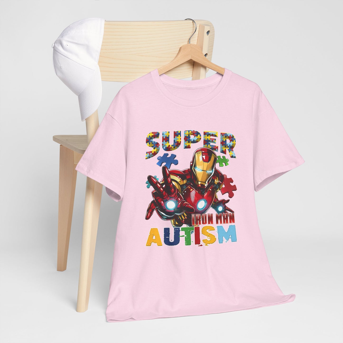 Autism Awareness Iron Man Tee — “Super Autism” Puzzle Piece Superhero Shirt