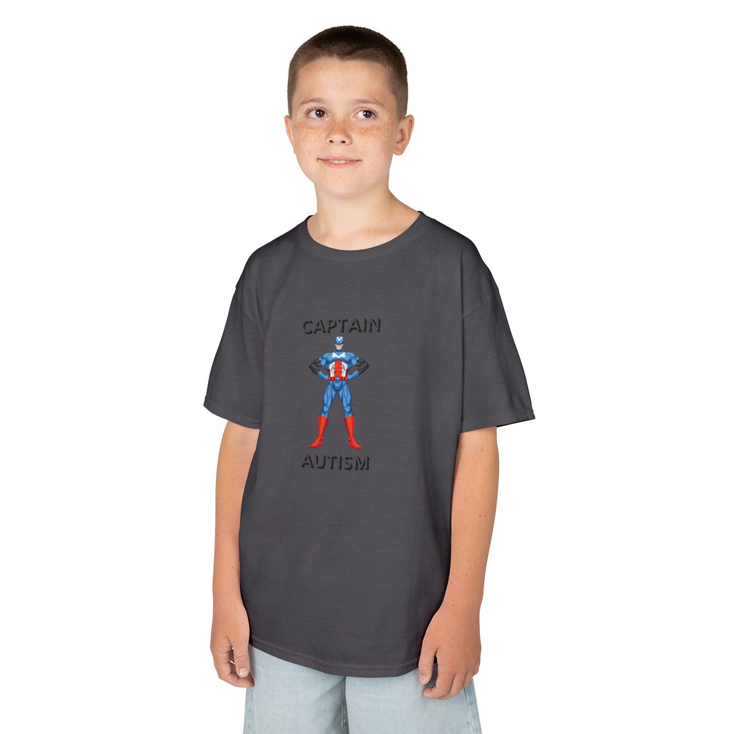 Kids Captain Autism Tee - Heavy Cotton T-Shirt for Awareness and Support