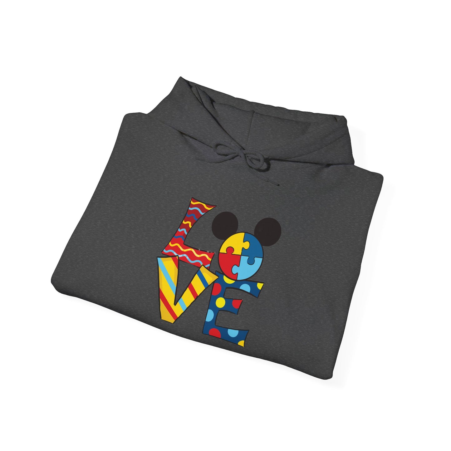 Love Puzzle Character Hoodie — Colorful Autism Awareness Sweatshirt