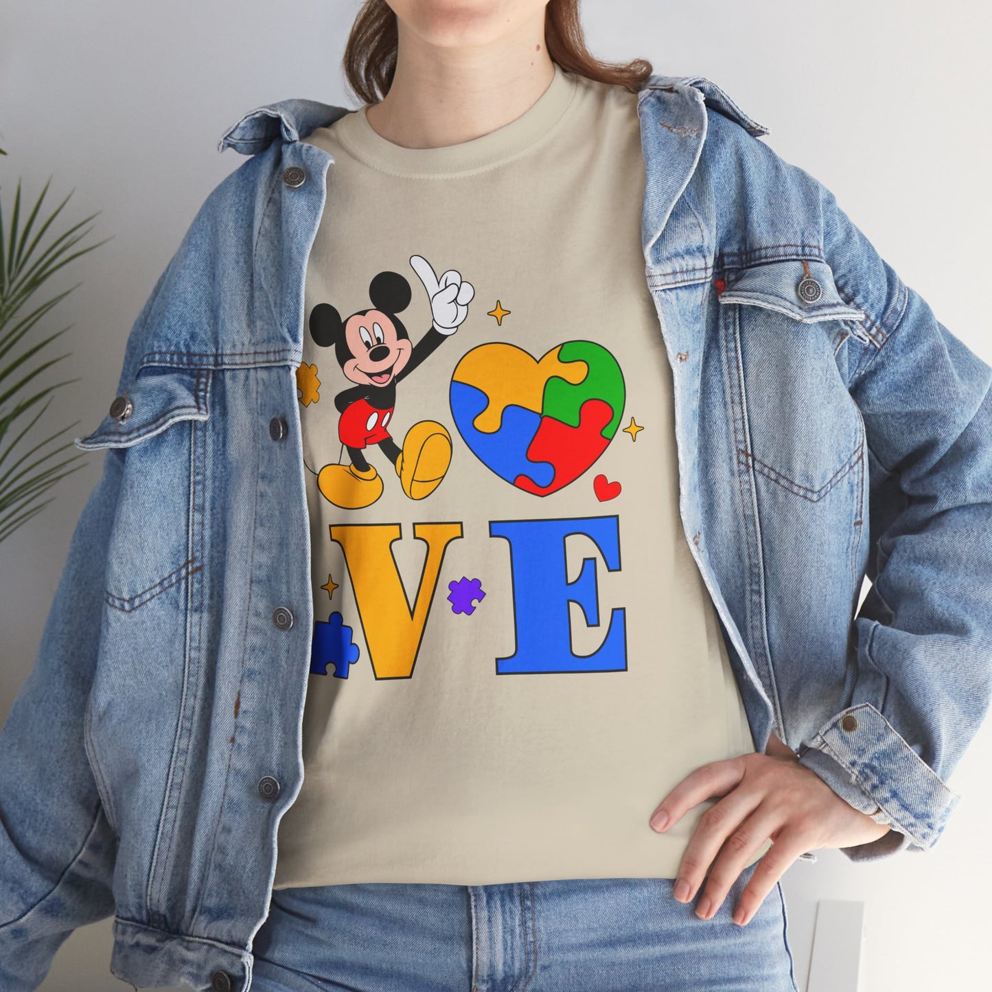 Kid-Friendly Love Puzzle Tee with Cartoon Mouse