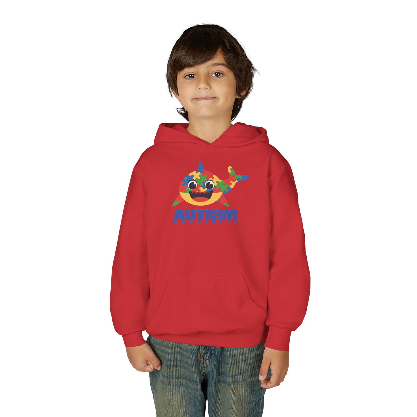 Autism Awareness Youth Hoodie - Colorful Shark Design