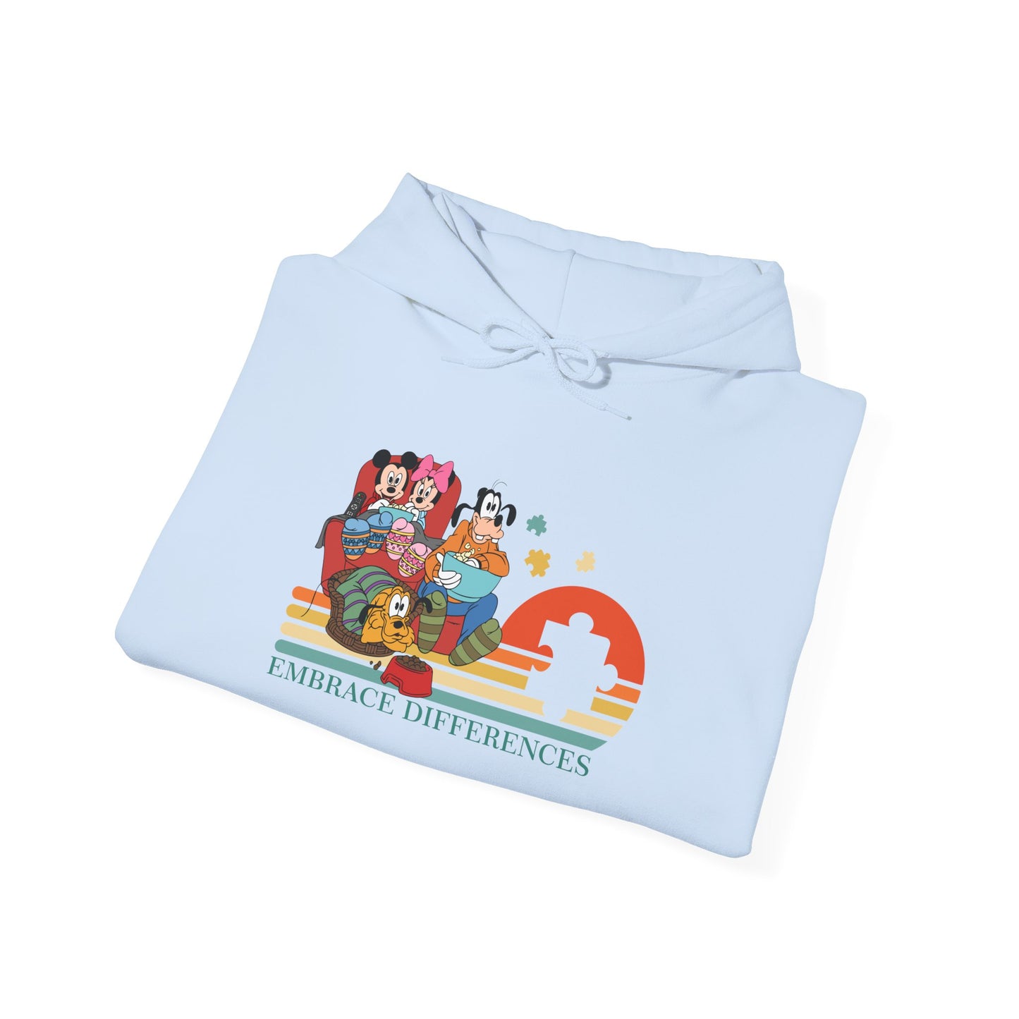 Embrace Differences Hoodie — Retro Pride Diverse Characters Graphic Sweatshirt