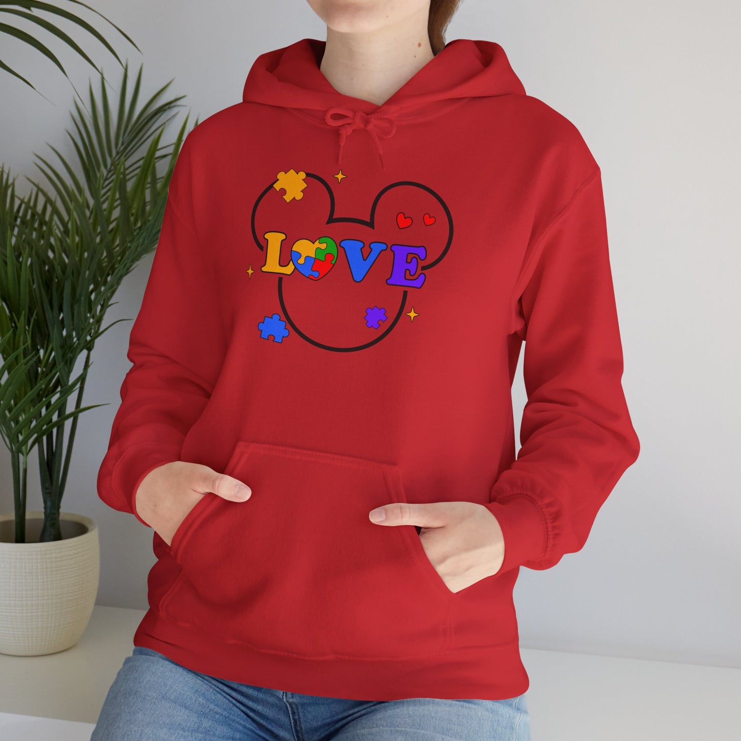 Love Puzzle Heart Hoodie — Autism Awareness Rainbow Puzzle Pieces Love Sweatshirt